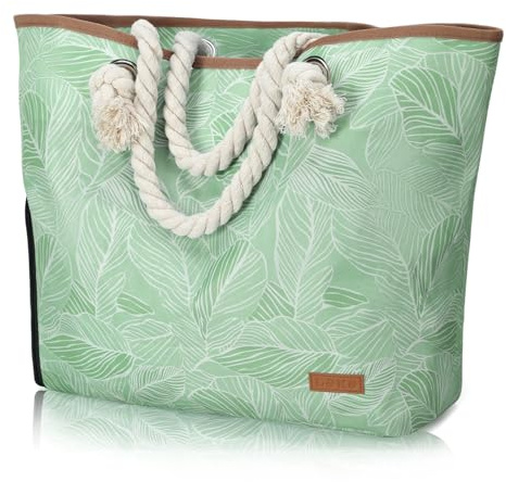 Lekespring Strandtasche Damen Groß mit Reißverschluss, Vielseitiger Badetasche XXL Familie Saunatasche Reisetasche Beach Tote Bag