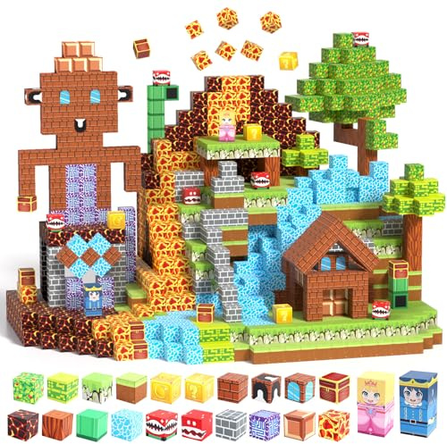 80 Pièces Construction Magnetique Enfant,2.5CM/Pièces Educatif Magnetique Blocs,Jeu de Construction Forest Adventure,STEM Montessori Jouets Magnétiques Sensoriels,pour Garçons et Filles 3+ Ans