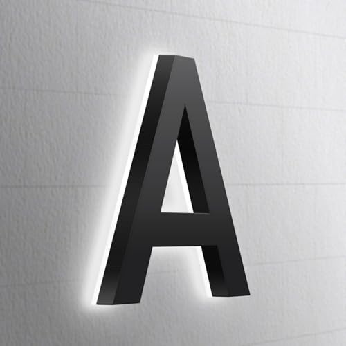 Números de Casa LED Retroiluminados, Negro Mate, Letreros de Dirección Modernos, Placa Iluminada Para Exteriores e Interiores, Resistente A Intemperie y a Corrosión, Día Y Noche