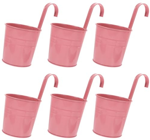 Garneck Hängende Blumentöpfe Rosa - 6 Stück Metall Blumenkasten Für Balkon Und Garten Mit Abnehmbarem Haken - Dekorative Wandpflanzer Aus Eisen Für Stilvolle Wohnkultur