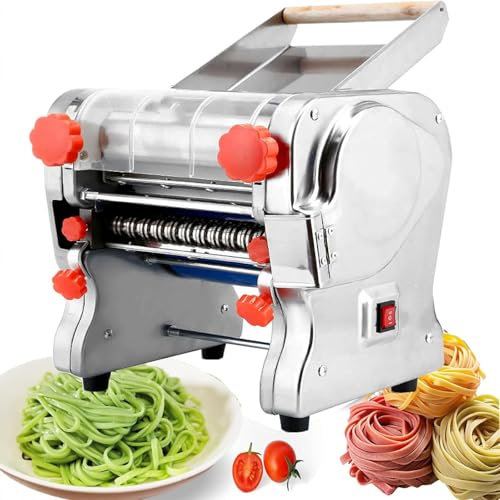 Eléctrica Máquina de Pasta Fresca Cortador de Masa de Acero Inoxidable 550W/750 W(Varios tamaños disponibles) para Fideos/Dumplings/Espaguetis/Raviolis,RollerWidth24cm-KnifeWidth2/6mm