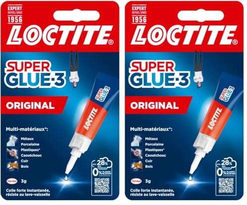 LOCTITE Super Glue-3 Liquide Universelle 3 g (Lot de 2)– Colle Cyanoacrylate Instantanée Multi-Matériaux