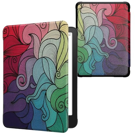 kwmobile Cover for Amazon Kindle Paperwhite (2024)/Colorsoft Case - eReader Cover with auto sleep funktion - Multicolor with Dark Pink/Blue/Green