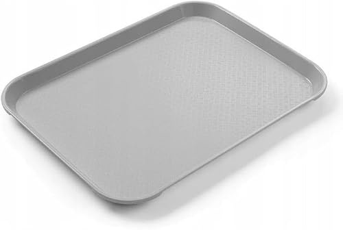 HENDI Bandeja de Servicio, pequeña, Rectangular, Multiusos, resiste hasta 80°C, Bandeja para Servir Comida rápida, Bebidas, Fast Food, Bandeja de Cocina, 256x345x(H) 20mm, Gris, Polipropileno
