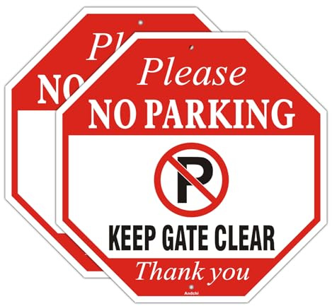 2pcs No Parking Signs Keep Gate Clear Signage Alu Safety Panel for Communities, Car Parks, Industrial Areas, School Entrances etc, 30x30cm(Red)
