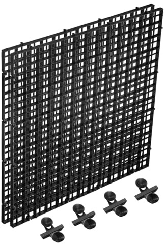 sourcing map 2Pcs Aquarium Fish Tank Divider, 12x12 Inch Plastic Egg Crate Light Diffuser Grid Filter Bottom Partition Separator with Sucker Clips and Suction Cups for Aquarium, Black
