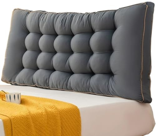 ZZDZW Rückenkissen Bett Kopfteil 120 180 150 200 cm Keilkissen Breit Gepolstertes Cozy Rückenlehne Großes Lesekissen Sofa Couchkissen Lendenkissen Groß Sitzkissen Wandkissen(Dunkelgrau,200x60x10cm)