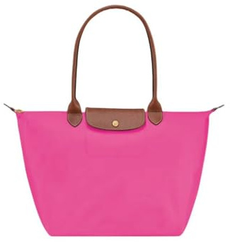 Women's Nylon Tote Bag, Large Capacity Waterproof Shoulder Bags, Spacious Handbag with Metal Zipper & Compartments (Classic Bb Pink,S)