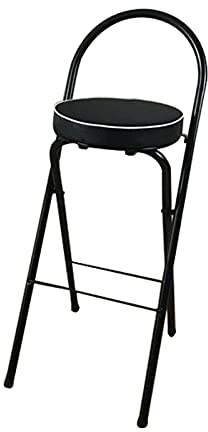 Sgabello alto portatile pieghevole nero per bancone e registratore di cassa per il tempo libero, altezza 70 cm, ideale per uso domestico e bar