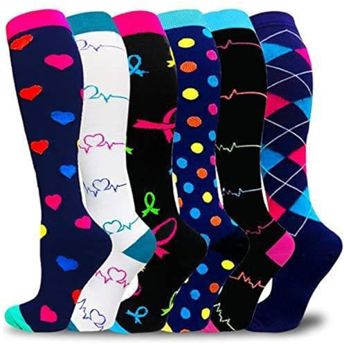 Cocila 6 Pack Socks For Women And Men Circulation Support Running Athletic Chaussettes Femme Mi Bas Fantaisie Blanches Hautes Chausette Ski Chaussette Montante Haute Contention Gros Mollet Fine