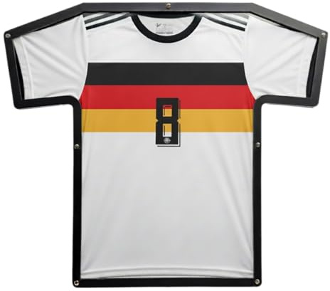 Trikotrahmen in T-Form, Kinder (XS - S), Anthrazit, für T-Shirts, Fußballtrikots, Sporttrikots, bruchsicheres ultraklares Acrylglas, robuster 3D Bilderrahmen inkl. Halterung und Montagematerial