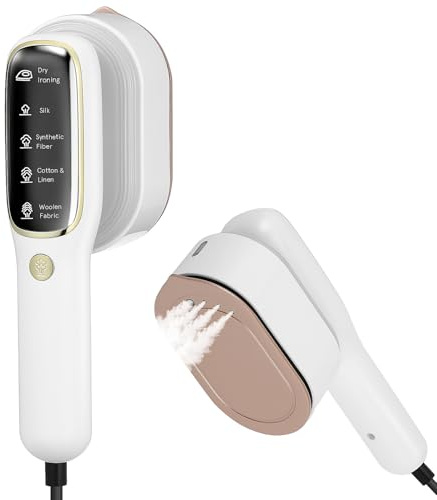 COMPUKAS Foldable Handheld Garment Steamer with Swivel Handle Rapid Heating Portable Clothes Steamer for Travel and Home Use Mini Steam Iron for Shirts and Garments Uk Plug