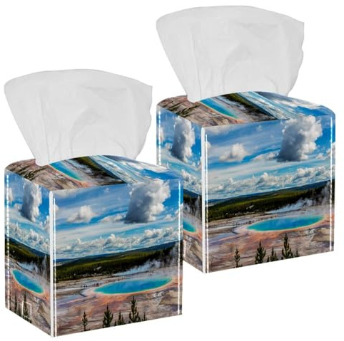 Grand Canyon Taschentuchbox-Abdeckung, quadratisch, Leder, für Kosmetiktücher, Toiletten, Tank, Kommode, Nachttisch, Arbeitsplatte, Büro, Auto, 2 Stück