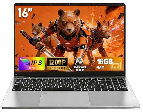 CHIFUYOU 16 GB RAM 1 TB SSD PC portátil Gaming 16 Pulgadas Ordenador portátil N100 hasta 3,6 GHz, Lector Huellas dactilares/6000 mAh/1920 x 1200 P/Teclado Completo retroiluminado/Panel táctil - Gris