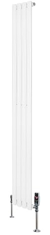 Radiateur à Colonnes Ovales & Vannes 1 Panneau 1800 x 240 mm en Acier Carbone Blanc Chauffage Centrale Moderne Horizontale Monté Sur Mur Cuisine [Brosse de Nettoyage & Supports INCLUSES]