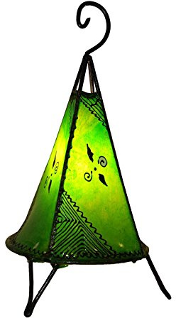 Plain Moroccan Henna Table Lamp- Pyramid Round- Green 38cm - Winter Offer