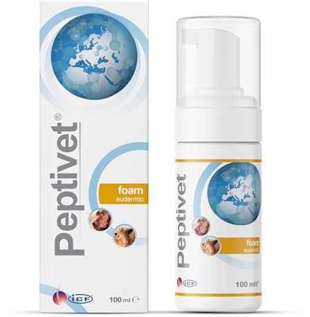 Peptivet Dog & Cat Skin Foam, No-Rinse Leave-On for Itchy Skin, 100 ml | No-Rinse Leave-On Skin Foam With Peptide & Moisturisers, Soothes Itchy Dry Sensitive Skin, Fast-Absorbing, For Dogs & Cats