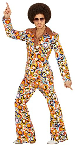 W WIDMANN MILANO Party Fashion - Costume anni '70 completo giacca e pantaloni, hippie, reggae, flower power, disco fever, costumi di carnevale
