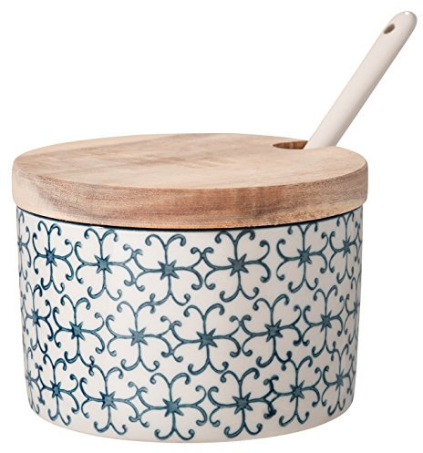 Bloomingville Salztopf mit Löffel und Deckel Kristina, saphirblau, Keramik