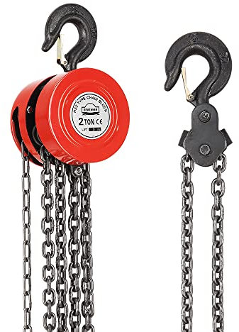 DEWINNER HandKettenzug, robustem Haken, 2000 kg Tragkraft, 3,0 m Kette, 2,6 m Hubhöhe Kettenblockaufzug, Seilzug mit 360° drehbarer Haken