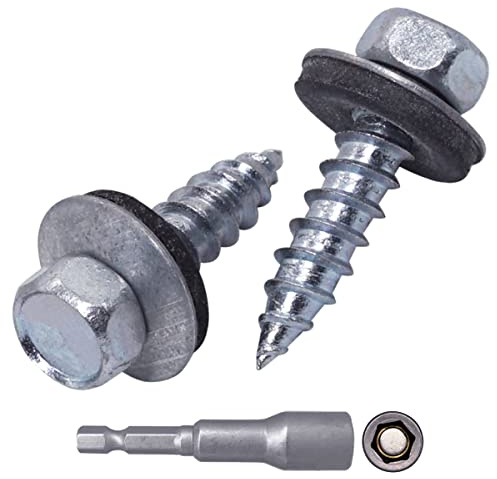 SKIR'CO Tornillos para techos chapados en zinc de 6,5 x 25 mm, tornillos autorroscantes con arandelas EPDM, cabeza hexagonal