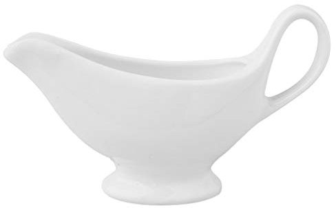 Salsera de comedor Salsera de cerámica con asa, 150 ml de porcelana blanca para salsa, salsas, aderezos de ensalada, crema, leche y más tazón para servir salsa (Color: Blanco, Tamaño: 17 x 5 x 9,5 cm