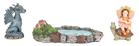 Kit de Estanque de Peces para Jardín de Hadas, Estatua, Estatuilla, Accesorios de Estanque de Dragón, Jardinería para 3 Piezas, Adorables Hadas en Miniatura, Adorno Decorado,