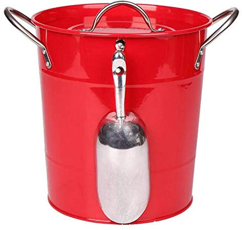 GeRRiT Ice Bucket Champagne Bucket Ice Cubes Wine Iron Bottle with Gripper Handle Lid,Ice Buckets/Pink