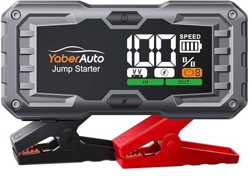 YaberAuto Car Battery Jump Starter 6000A Jump Box (10.0L Gas/9.0L Diesel) Portable Car Jump Starter Pack, 12V Battery Jumper Starter Portable, Fast Charge, 160W DC, 4-Mode Lights