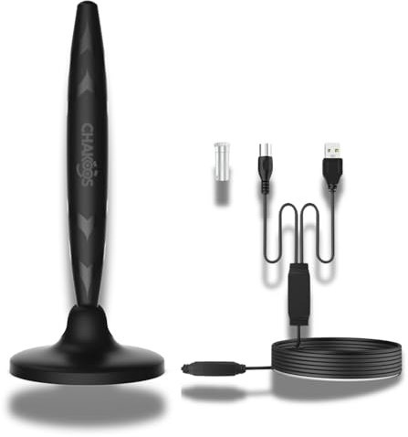 Chakoos Indoor TV Aerial 4K Ultra HD Digital Ariels For Tv Indoor, Television Aerial with Strong Signal Magnetic Base,360° Reception, Freeview HDTV & DAB Compatible – 3M Coaxial Cable for UK TVs
