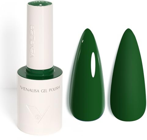 Venalisa Gel Nail Polish Dark Green 10ml Stylish Round Bottle with Top Label Showing Color and Number UV Gel Polish for Stunning Nail Art Design 5053
