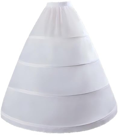 RULTA Women A-Line white Full Length Hoops Crinoline Petticoat Underskirt for Wedding Dress Ball Gown (UK, Alpha, One Size, Regular, Regular, 4 hoops-white)