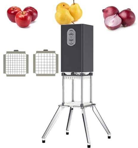 Electric Vegetable Cutter，French Fry Cutter, Professional Vertical Stainless Steel Potato Chipper Fast Cutting with 1/2 and 3/8 Inch Blade, for Industrial Kitchen Vegetable Fruit Chipper Black