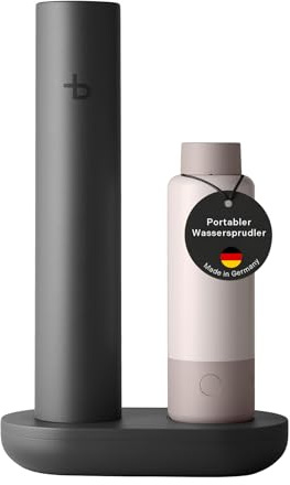 bottleplus 100% Plastikfreier Wassersprudler To Go - bis zu 6L Sprudelwasser Unterwegs - Spark Set Sprudler Auffüllstation + 600ml Metalflasche Carbonator - CO2 Zylinder nicht Inkl