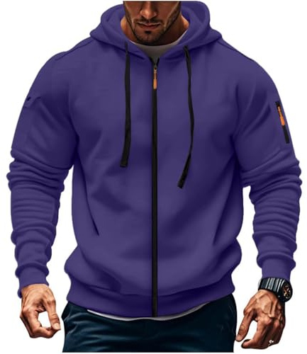 Felpa con Cappuccio e Cerniera Tinta Unita da Uomo Felpe con Tasche e Polsini Elastici Leggera e Funzionale Maglia Semplice Elegante Classici Maglie Casual Pullover Sportiva Hoodie Autunno e Inverno