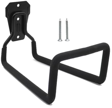 MeevrgR Soporte de pared para manguera de jardín con gancho de metal para mangueras de exterior, cables y tuberías, color negro