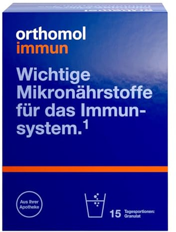 Orthomol Immun Granulat: 25 wichtige Nährstoffe zur Unterstützung des Immunsystems*, u. a. mit Vitamin C, Vitamin D und Zink als Beitrag zu einer normalen Funktion des Immunsystems, 15 Tagesportionen