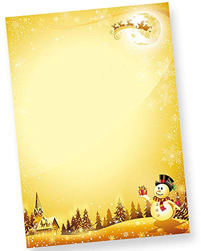 Weihnachtsbriefpapier Schneemann (1000 Blatt) wunderschönes Briefpapier Weihnachten DIN A4