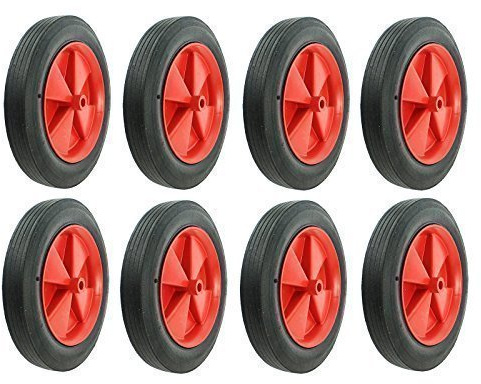 First4spares 10 Solid Wheelbarrow Slim Wheel for Garden Trolley/Barrow/Go Cart/Trailer (Pack of 8)