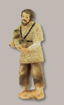 Unbekannt Krippenfiguren Hirte mit Schaf und Hund geeignet für 8cm Figuren