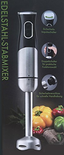 Mixeur Plongeant en Inox 800 W 40 cm/grande boutons interrupteur double impulsion Interrupteur Fermeture de sécurité
