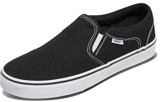 Vans Asher Unisex Sneaker, Canvas Black White, 46 EU