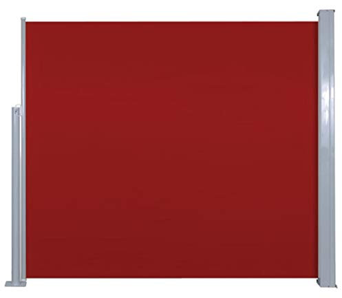 Tidyard Seitenmarkise Ausziehbare Seitenwandmarkise Seitenrollo Sichtschutz, Sonnenschutz & Windschutz für Balkon, Terrasse und Garten 120 x 300 cm Rot