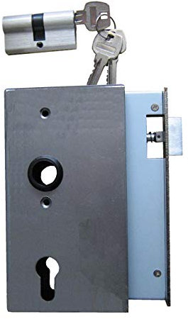 PMC Edelstahl + Stahl Kastenschloss 30 / 40 mm mit Profilzylinder, Schlosskasten (Shlosskasten Stahl St37-2, V2A 40 mm)