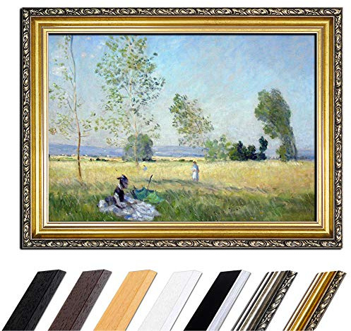 Bilderdepot24 Bild mit Rahmen - Claude Monet Sommer 50x40 cm - Gerahmtes Leinwandbild Alte Meister - Antiker Rahmen Gold Barock, Klassisch