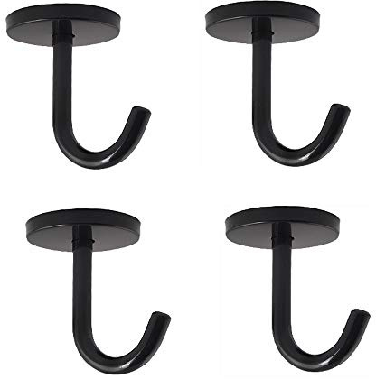 FYTRONDY Black Edition Deckenhaken aus Edelstahl, Schraubbefestigung, Kleiderbügel, 5,1 cm, 4 Stück