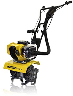 GARLAND Mule 341 G-V20 - Motoazada de Gasolina - Motor 2 T de 51,7 CC y 14,5 kg de Peso. 4 Grupos de Fresa de 21 cm Cada una. Ancho de Trabajo 24 cm.