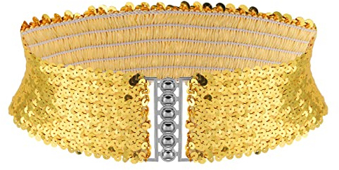 Pailletten Breite Gürtel Damen Metall Schnallen Glänzender Taillengürtel