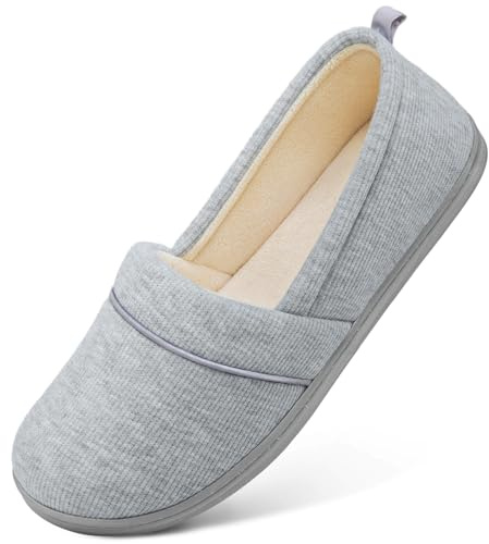 EverFoams Pantofole da donna in memory foam, leggere, in spugna, con suola in gomma antiscivolo, grigio chiaro, 39 EU