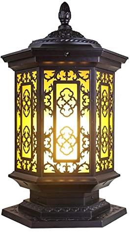 XMFXIAO American Villa Landscape Waterproof Floor Lamp European Style Traditional Victoria Glass Lantern Garden Lawn Light Street Light Aluminum Single Head Decoration Door Post Column Lamp